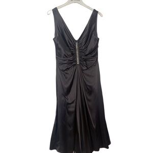 Ann Klein Sleeveless Silk Gray Cocktail Dress